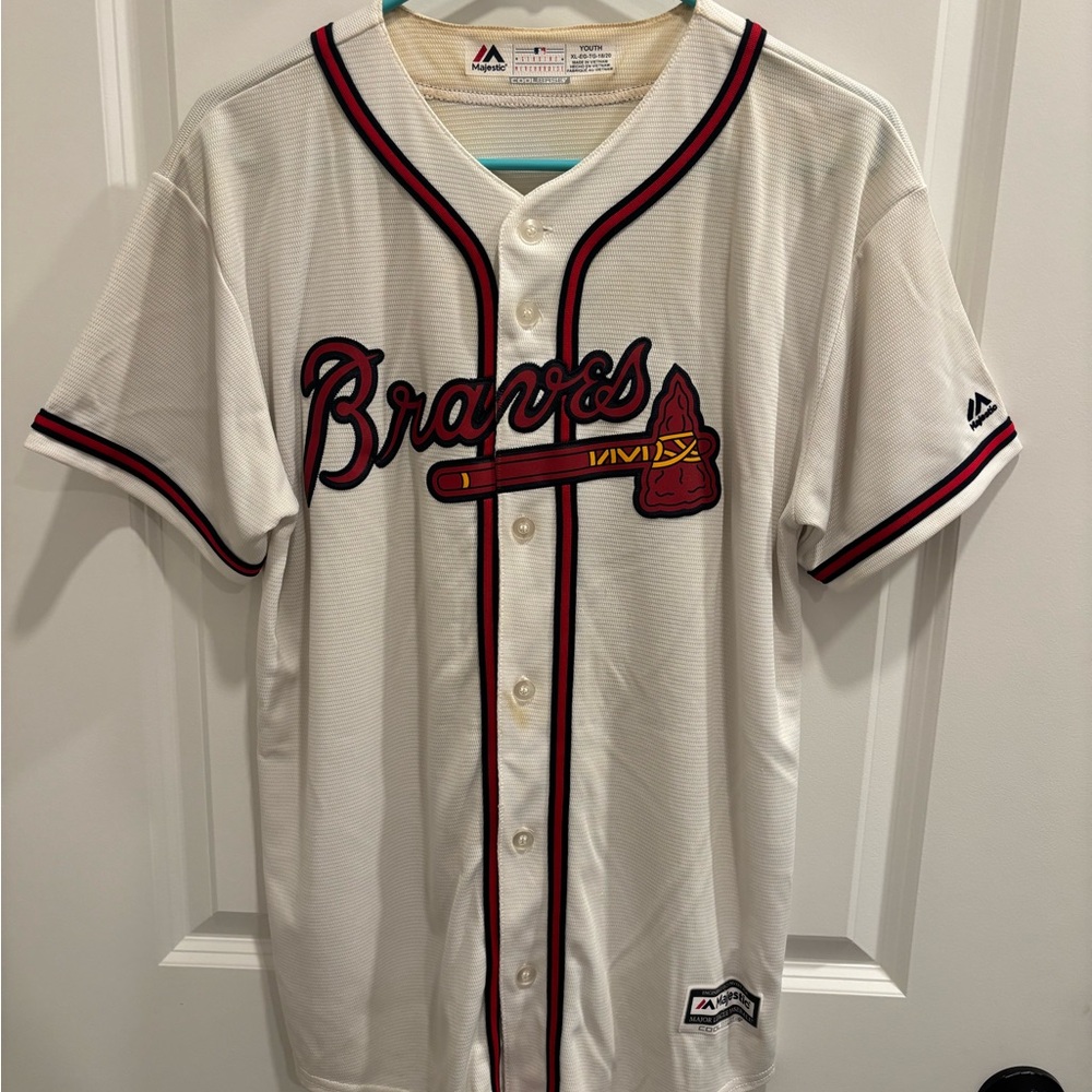 Majestic Youth White Jersey with Red and Black Trim
